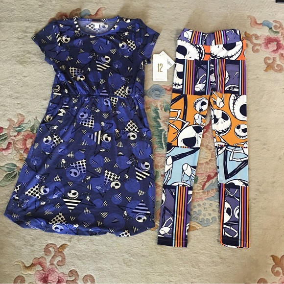 NWT Lularoe Nightmare Before Christmas Kids Mae 12 + New Nightmare Leggi… - Picture 9 of 9